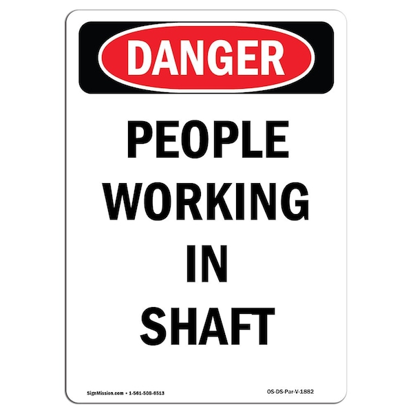 Safety Sign, OSHA Danger, 5" Height, Portrait People Working In Shaft, Portrait, 10PK